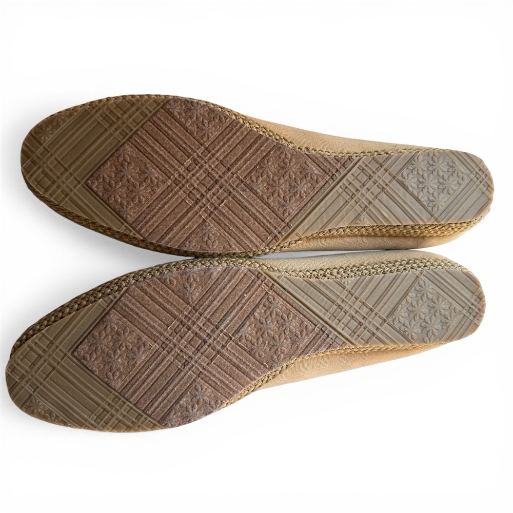 Beacon Tan Linen Espadrille Wedge Ballet Flats Career Wear Comfort Sz 12M Shoes - Picture 7 of 10